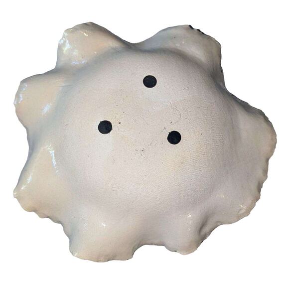 Unique Studio Pottery Bowl Moose Stencil Rough Scalloped Edge White Green 11 in. - Picture 7 of 7